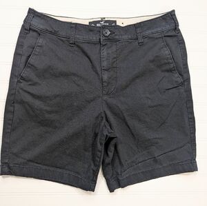 Hollister Black 7" Flat Front Woven Shorts